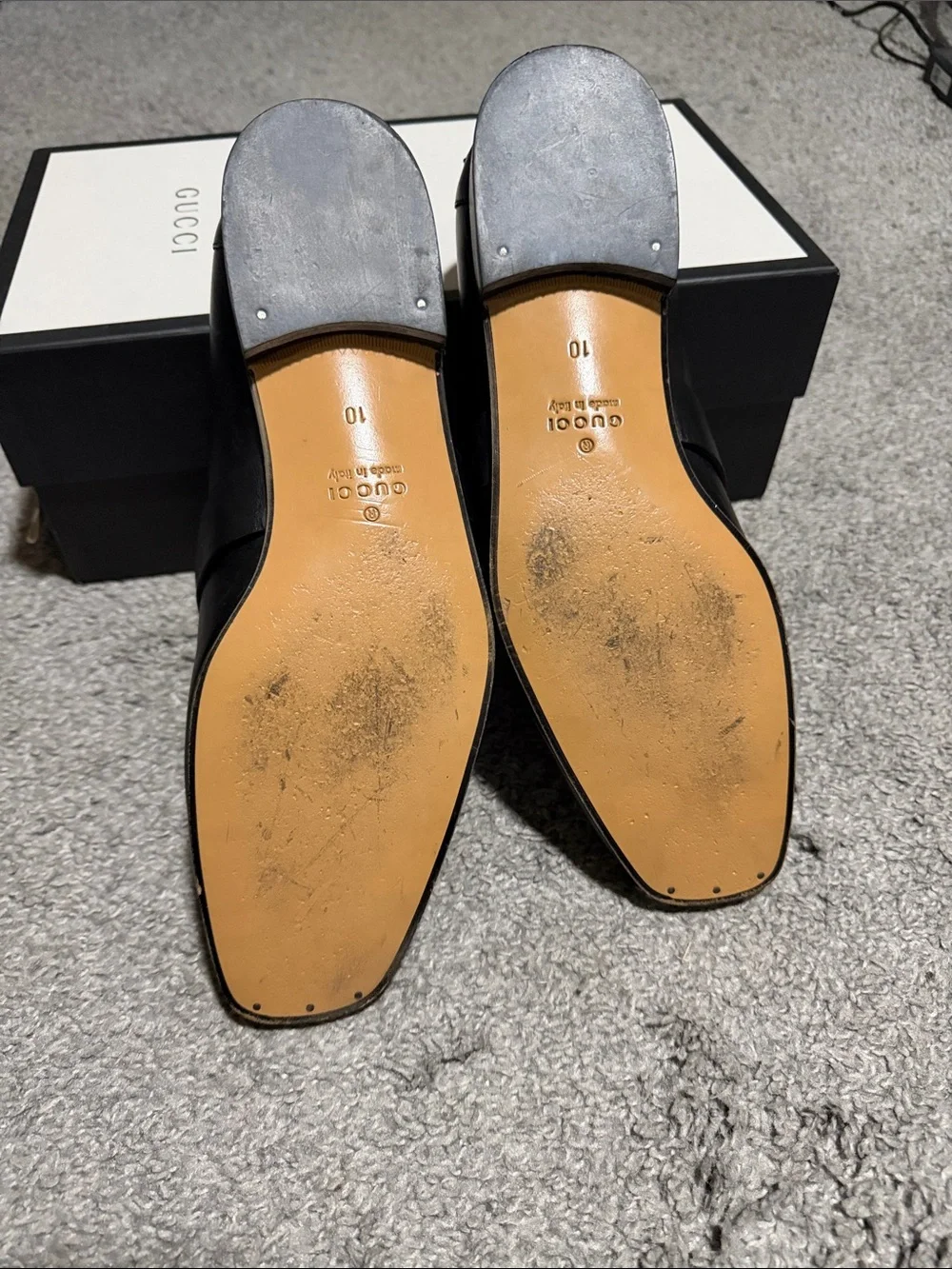 Gucci Black Leather Horsebit Loafers with Silver Hardware